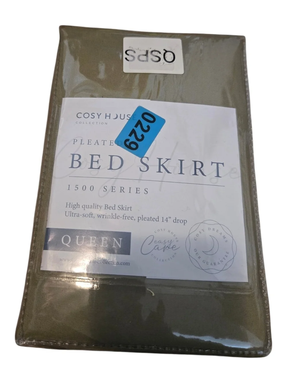 Cosy House Pleated Bed Skirt in Sage Green - 1500 Series - Queen